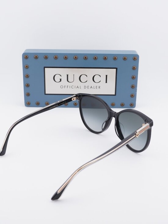 Gucci GG0377SKN 001 Square Sunglasses - Black / Grey
